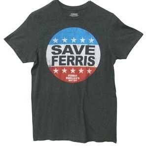 Ferris Buellers Day Off Save Ferris Graphic T Shirt Charcoal Gray Small